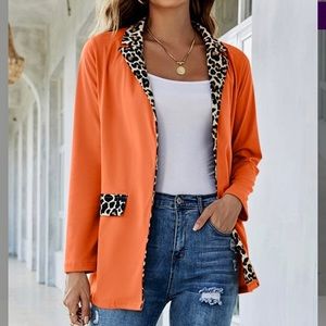 Ladies orange and leopard print jacket